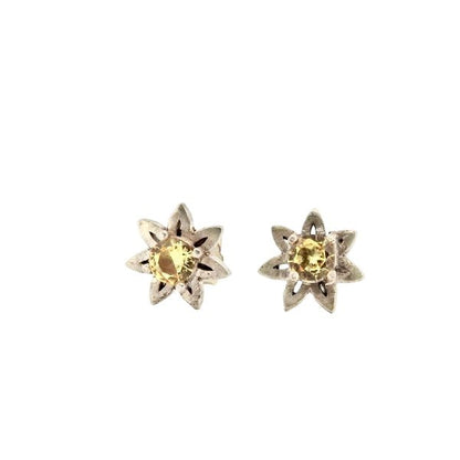 Daisy jewellery Stud Earrings with Yellow Sapphires, sterling silver - Lynne Lee Jewellery