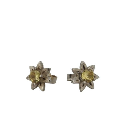 Daisy jewellery Stud Earrings with Yellow Sapphires, sterling silver - Lynne Lee Jewellery