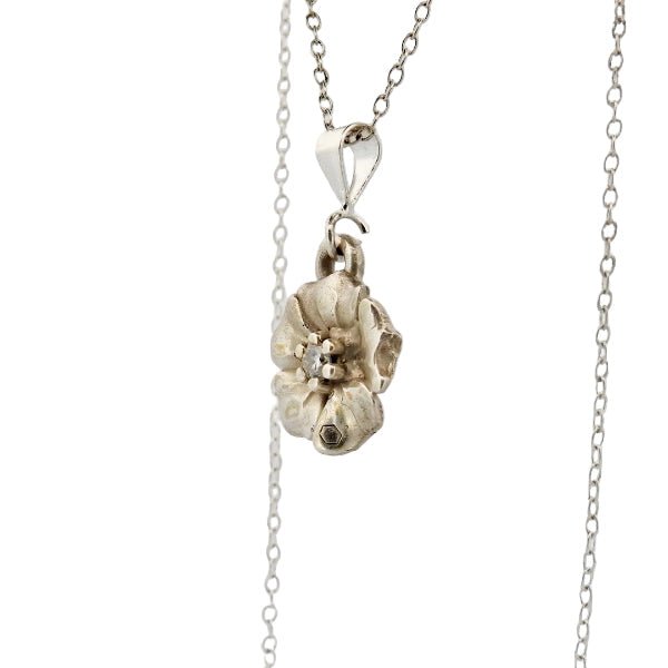 February Birth Flower Necklace - Violet Sterling Silver Pendant with Diamond - Lynne Lee Jewellery