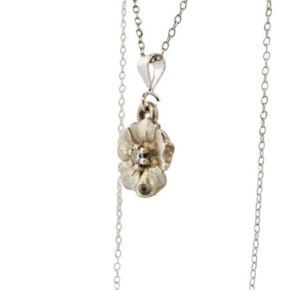 February Birth Flower Necklace - Violet Sterling Silver Pendant with Diamond - Lynne Lee Jewellery