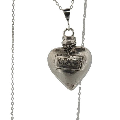 Heart Pendant Necklace Silver - Love Potion Bottle Statement Piece - Lynne Lee Jewellery