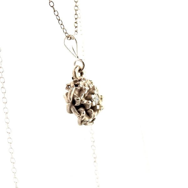 January Birth Flower Necklace - Carnation in Sterling Silver - Lynne Lee Jewellery