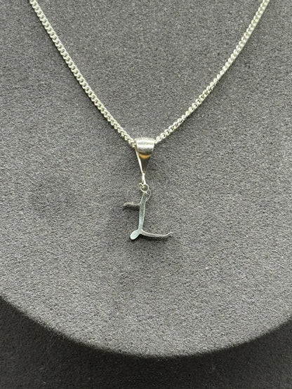 Personalised letter pendant, Italic style, Silver Silver