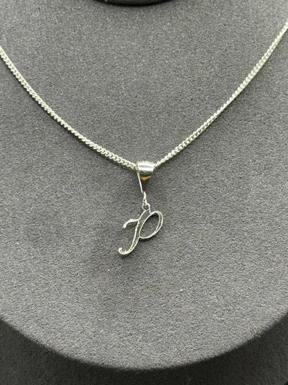 Personalised letter pendant, Italic style, Silver Silver