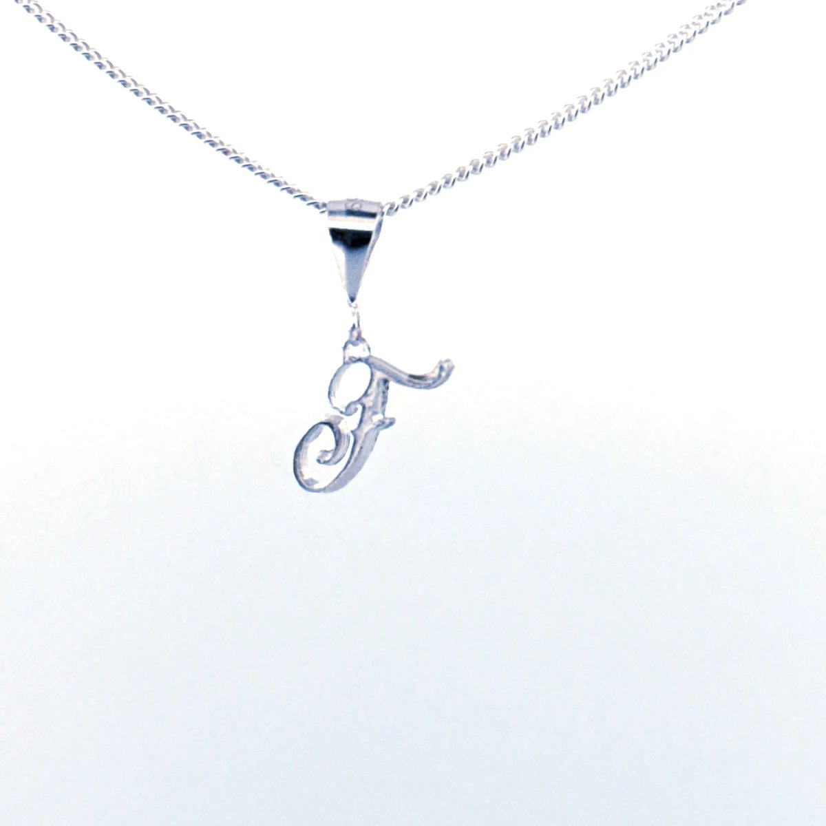 Personalised letter pendant, Italic style, Silver Silver - Lynne Lee Jewellery