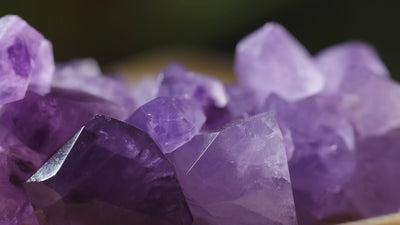 macro shot of amethyst crystals.