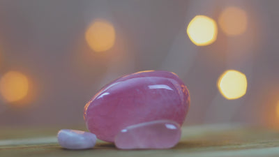 macro video of a rose quartz gemstone.