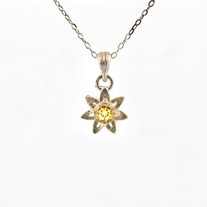 Sterling Silver Daisy Jewellery Pendant with Yellow Sapphire - Lynne Lee Jewellery