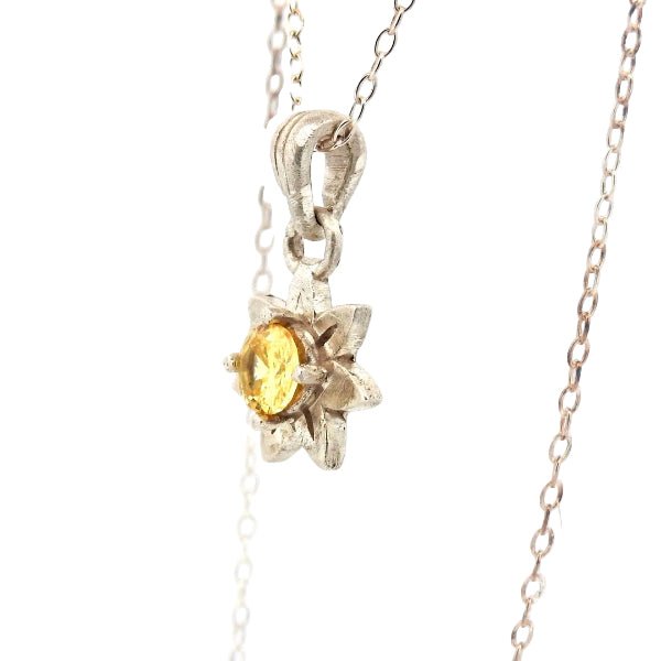 Sterling Silver Daisy Jewellery Pendant with Yellow Sapphire - Lynne Lee Jewellery
