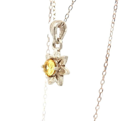 Sterling Silver Daisy Jewellery Pendant with Yellow Sapphire - Lynne Lee Jewellery