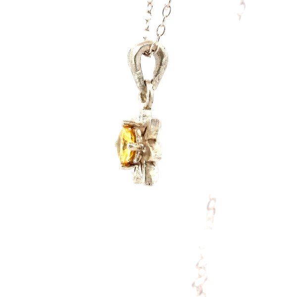Sterling Silver Daisy Jewellery Pendant with Yellow Sapphire - Lynne Lee Jewellery