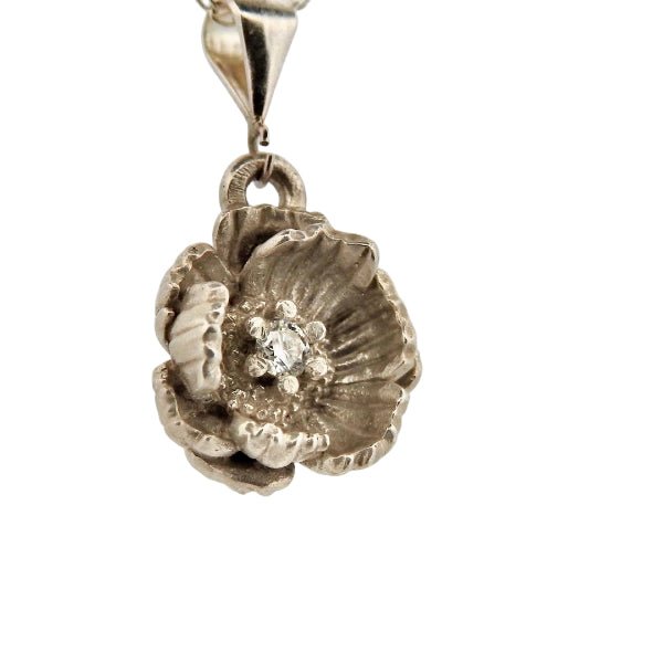 Sterling Silver Poppy Pendant - August's Symbol of Remembrance - Lynne Lee Jewellery