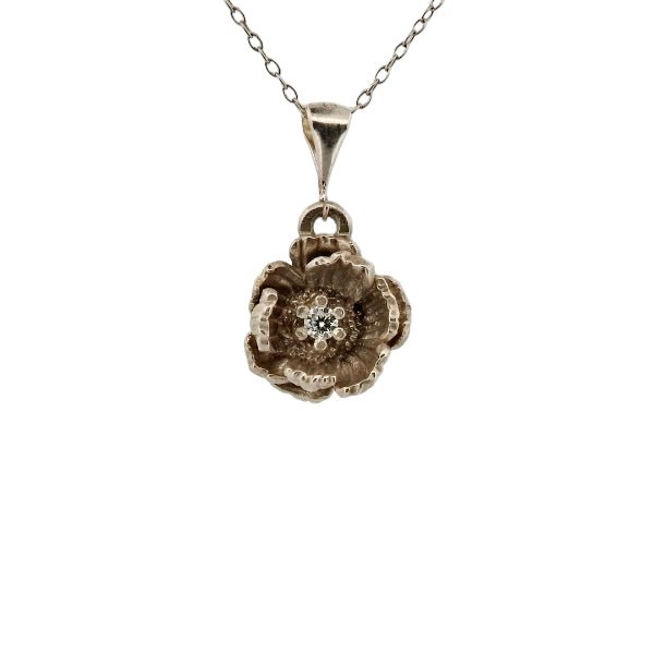 Sterling Silver Poppy Pendant - August's Symbol of Remembrance - Lynne Lee Jewellery