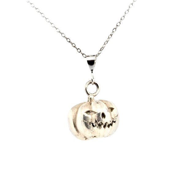 Sterling Silver Pumpkin Pendant – Halloween Jewellery Statement Piece - Lynne Lee Jewellery