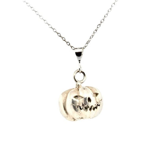 Sterling Silver Pumpkin Pendant – Halloween Jewellery Statement Piece - Lynne Lee Jewellery