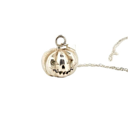 Sterling Silver Pumpkin Pendant – Halloween Jewellery Statement Piece - Lynne Lee Jewellery