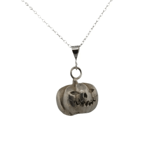 Sterling Silver Pumpkin Pendant – Halloween Jewellery Statement Piece - Lynne Lee Jewellery
