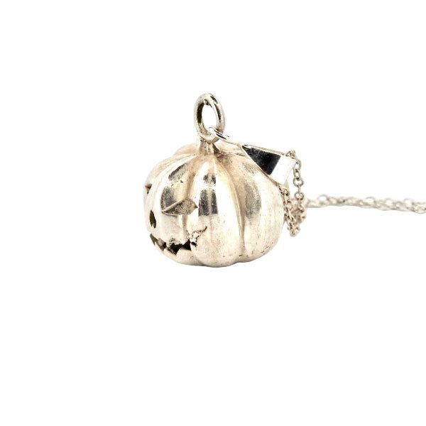 Sterling Silver Pumpkin Pendant – Halloween Jewellery Statement Piece - Lynne Lee Jewellery