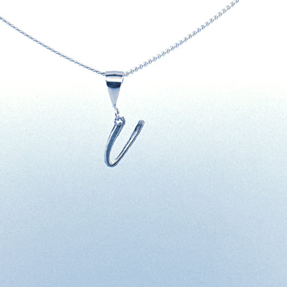 Personalised letter pendant, Italic style, Silver Silver