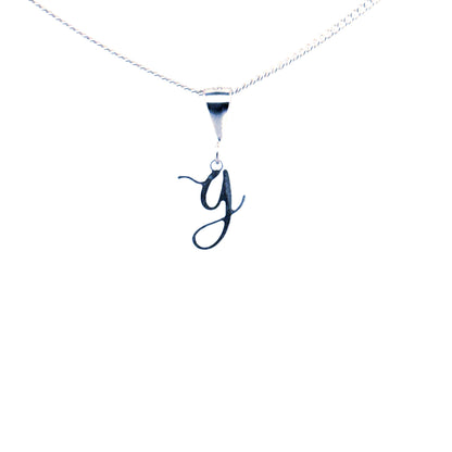 Personalised letter pendant, Italic style, Silver Silver